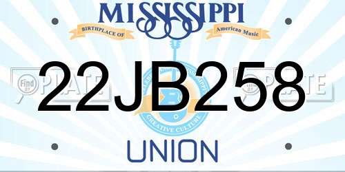 22JB258 Mississippi License Plate