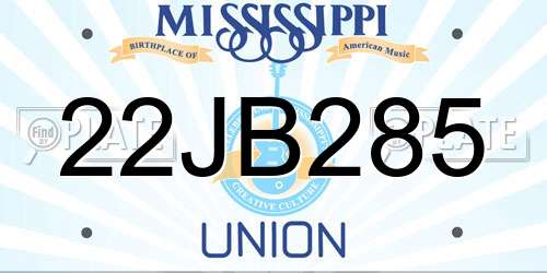 22JB285 Mississippi License Plate