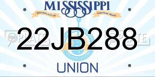 22JB288 Mississippi License Plate