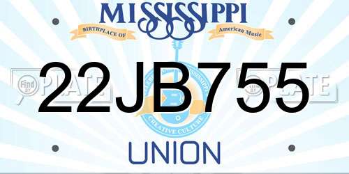 22JB755 Mississippi License Plate