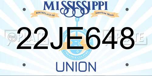 22JE648 Mississippi License Plate