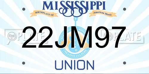 22JM97 Mississippi License Plate