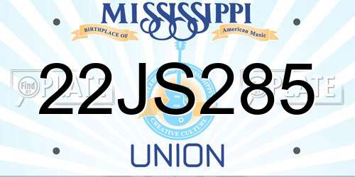 22JS285 Mississippi License Plate