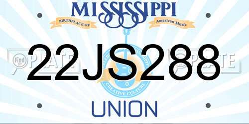 22JS288 Mississippi License Plate