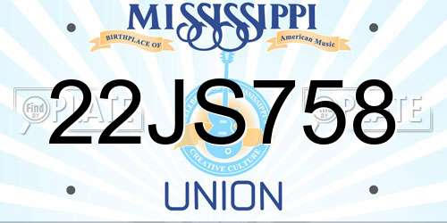 22JS758 Mississippi License Plate