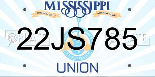 22JS785 Mississippi License Plate