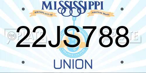 22JS788 Mississippi License Plate