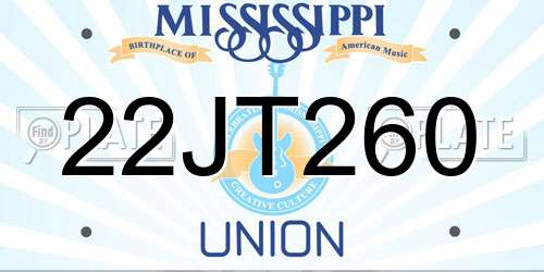 22JT260 Mississippi License Plate