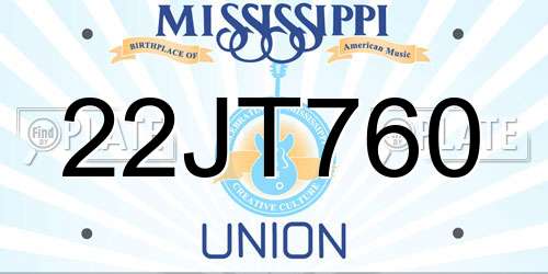 22JT760 Mississippi License Plate
