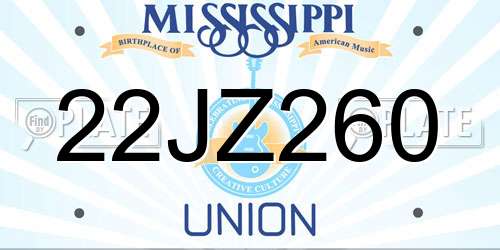 22JZ260 Mississippi License Plate