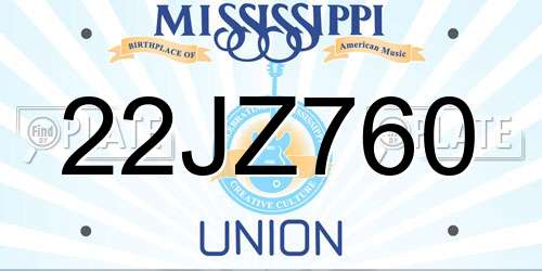 22JZ760 Mississippi License Plate
