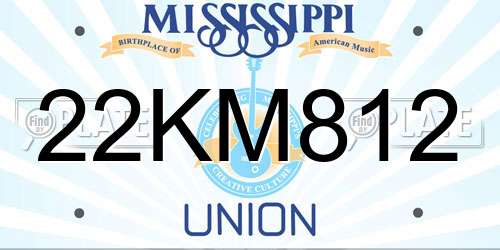 22KM812 Mississippi License Plate
