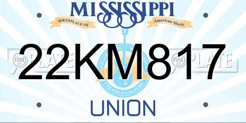 22KM817 Mississippi License Plate