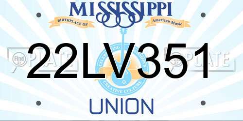 22LV351 Mississippi License Plate