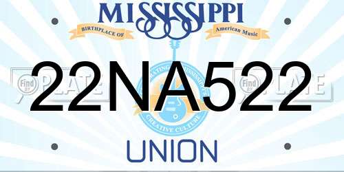 22NA522 Mississippi License Plate