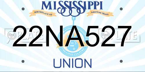 22NA527 Mississippi License Plate