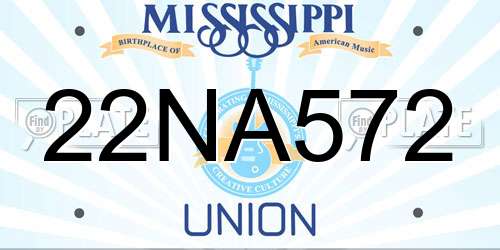 22NA572 Mississippi License Plate