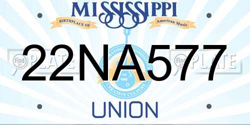 22NA577 Mississippi License Plate