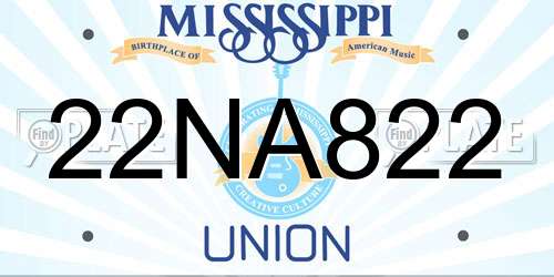 22NA822 Mississippi License Plate