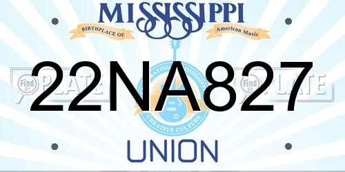 22NA827 Mississippi License Plate