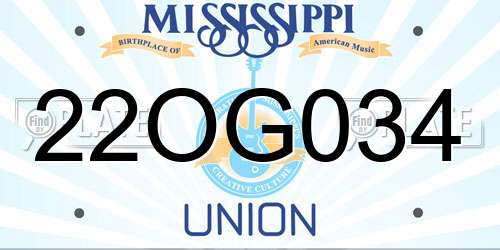 22OG034 Mississippi License Plate