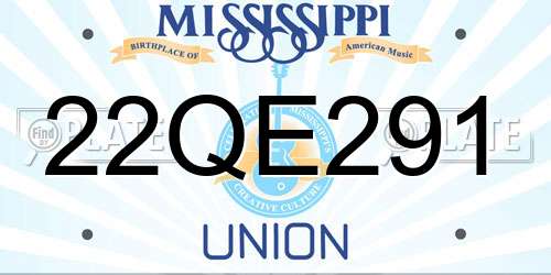 22QE291 Mississippi License Plate