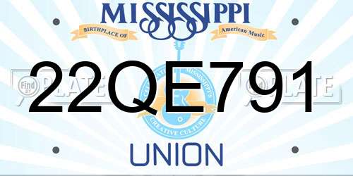 22QE791 Mississippi License Plate