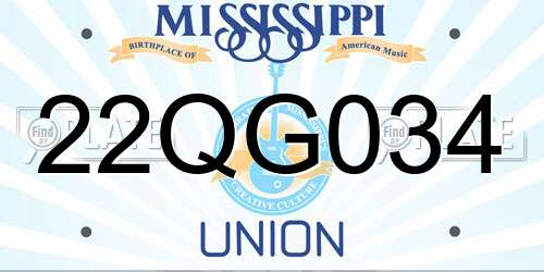 22QG034 Mississippi License Plate