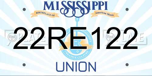 22RE122 Mississippi License Plate