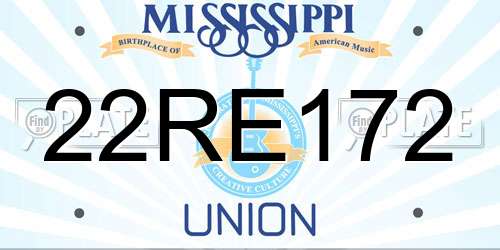 22RE172 Mississippi License Plate