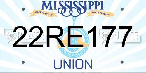 22RE177 Mississippi License Plate