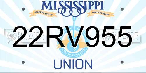 22RV955 Mississippi License Plate