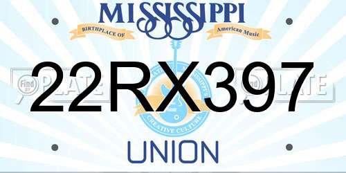 22RX397 Mississippi License Plate