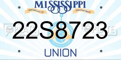 22S8723 Mississippi License Plate