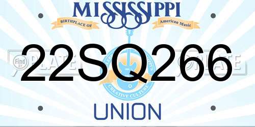 22SQ266 Mississippi License Plate