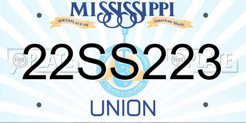 22SS223 Mississippi License Plate