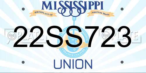 22SS723 Mississippi License Plate