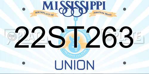 22ST263 Mississippi License Plate