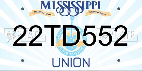22TD552 Mississippi License Plate