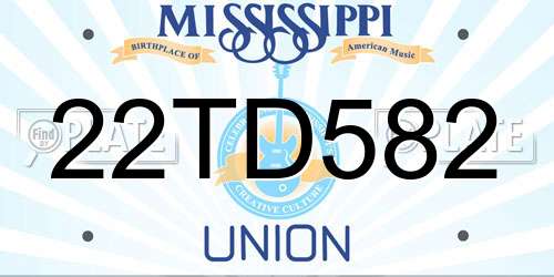 22TD582 Mississippi License Plate