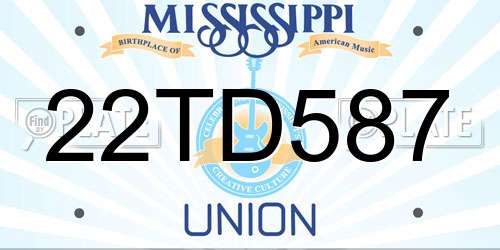 22TD587 Mississippi License Plate