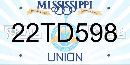 22TD598 Mississippi License Plate