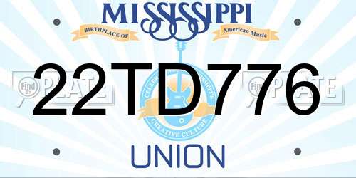 22TD776 Mississippi License Plate