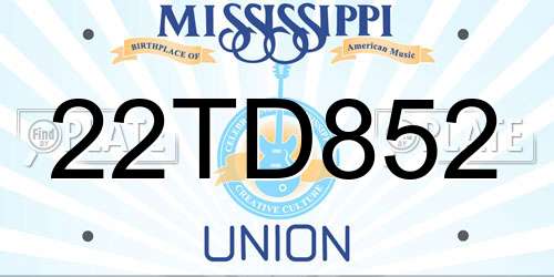 22TD852 Mississippi License Plate