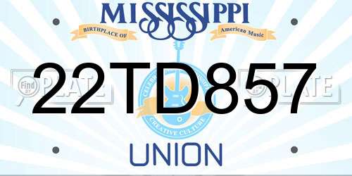 22TD857 Mississippi License Plate