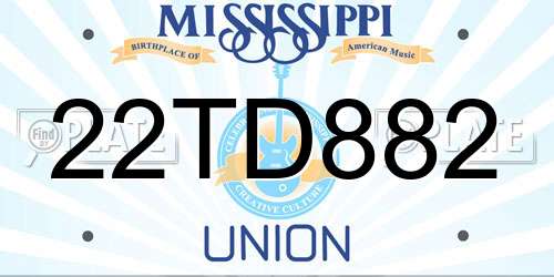 22TD882 Mississippi License Plate