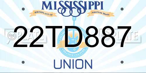 22TD887 Mississippi License Plate