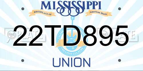 22TD895 Mississippi License Plate