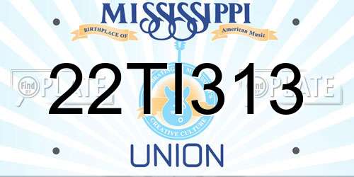 22TI313 Mississippi License Plate