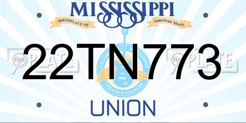 22TN773 Mississippi License Plate
